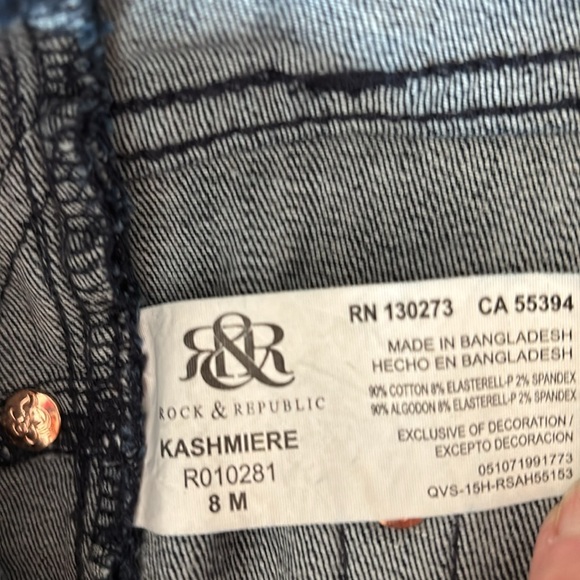 Rock & Republic Kashmiere  Denim Jean 8 Stretch Dark Skinny Slimming - Picture 4 of 8
